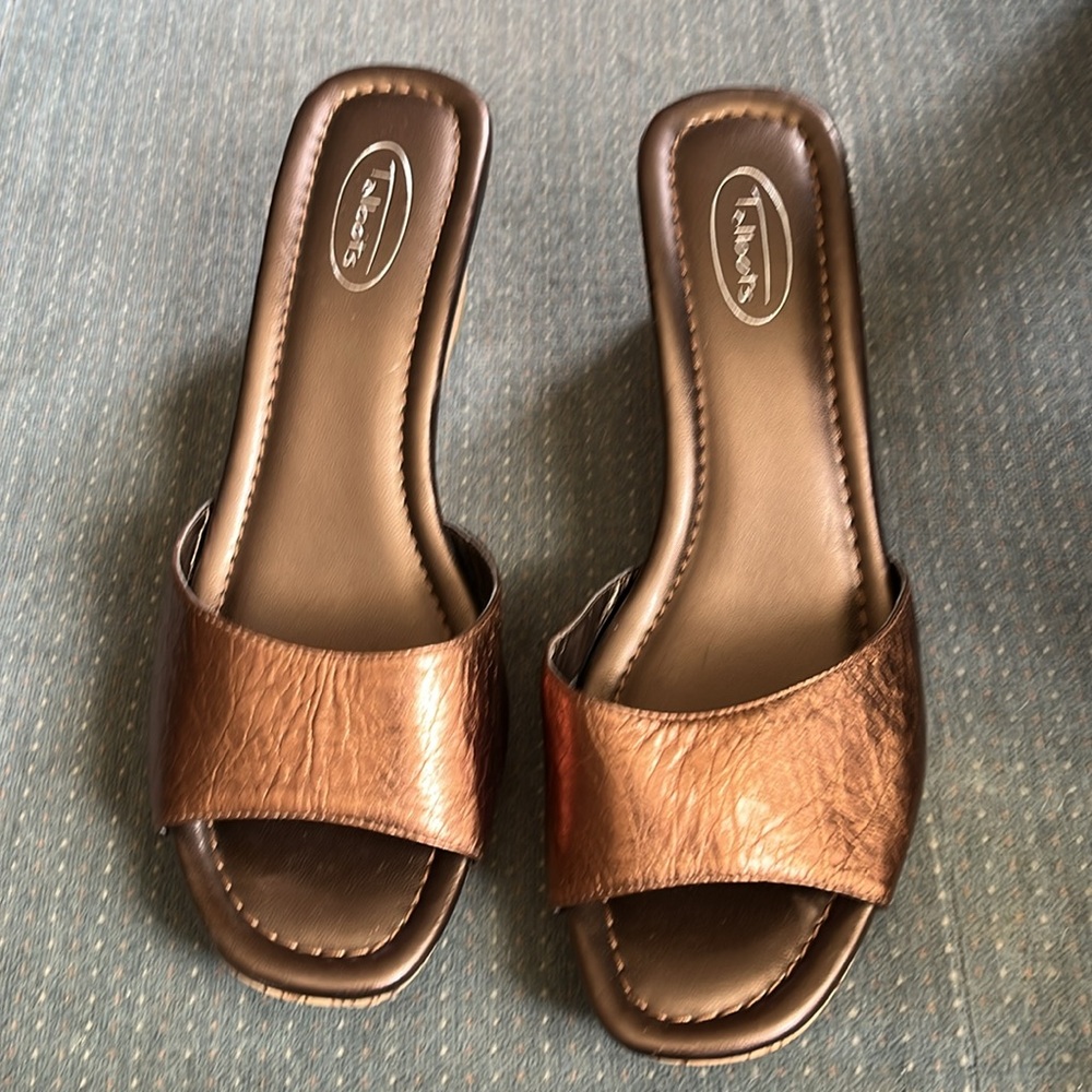 Talbots WM 9 B Leather Upper Cork Wedge Sandals